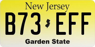 NJ license plate B73EFF
