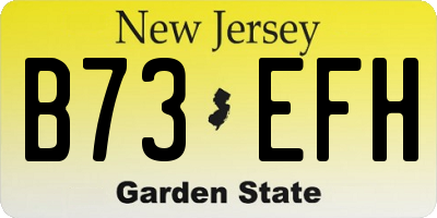 NJ license plate B73EFH
