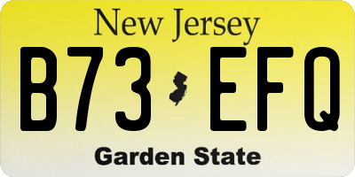 NJ license plate B73EFQ