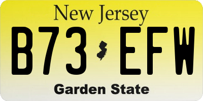 NJ license plate B73EFW