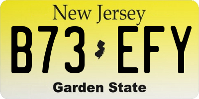 NJ license plate B73EFY
