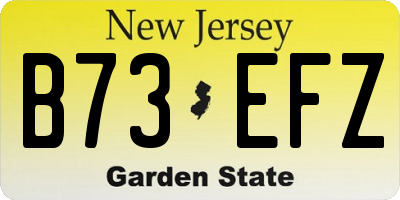 NJ license plate B73EFZ
