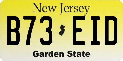 NJ license plate B73EID