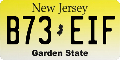 NJ license plate B73EIF