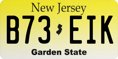 NJ license plate B73EIK