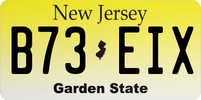 NJ license plate B73EIX