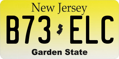 NJ license plate B73ELC