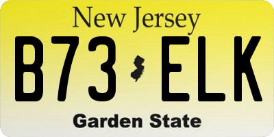 NJ license plate B73ELK