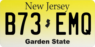 NJ license plate B73EMQ