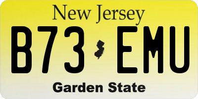 NJ license plate B73EMU