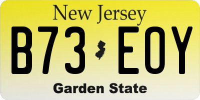NJ license plate B73EOY