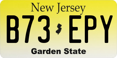 NJ license plate B73EPY