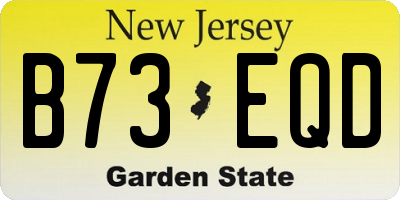 NJ license plate B73EQD