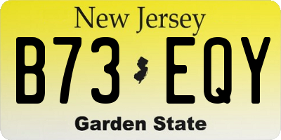 NJ license plate B73EQY