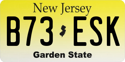 NJ license plate B73ESK