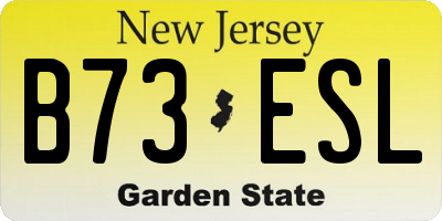 NJ license plate B73ESL
