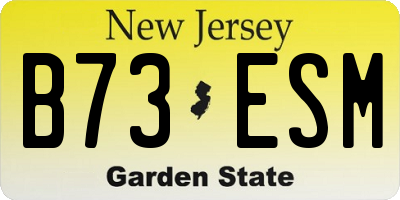 NJ license plate B73ESM