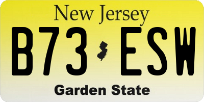 NJ license plate B73ESW