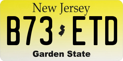 NJ license plate B73ETD