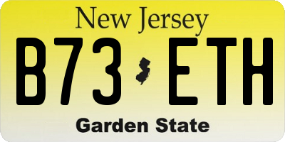 NJ license plate B73ETH