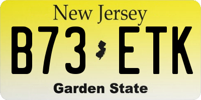 NJ license plate B73ETK