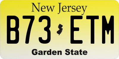 NJ license plate B73ETM