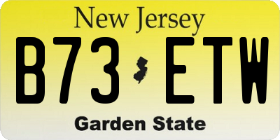 NJ license plate B73ETW