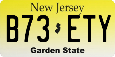 NJ license plate B73ETY