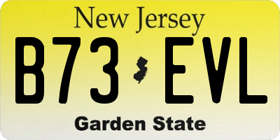 NJ license plate B73EVL