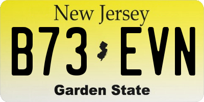 NJ license plate B73EVN