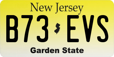 NJ license plate B73EVS