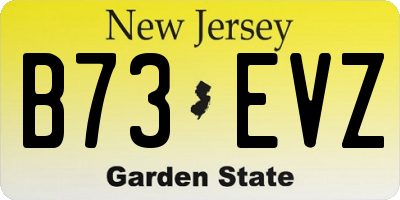 NJ license plate B73EVZ