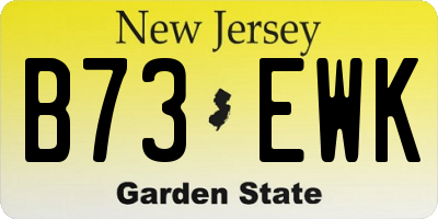 NJ license plate B73EWK