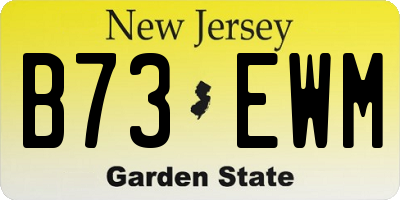 NJ license plate B73EWM