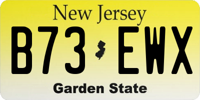 NJ license plate B73EWX
