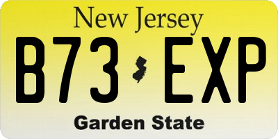 NJ license plate B73EXP