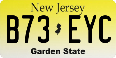NJ license plate B73EYC