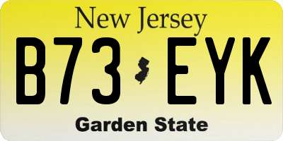 NJ license plate B73EYK