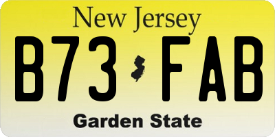 NJ license plate B73FAB