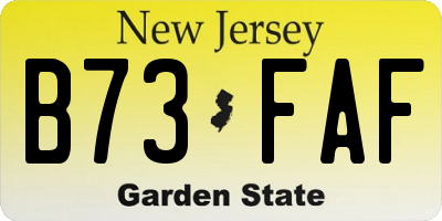 NJ license plate B73FAF
