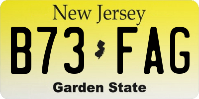 NJ license plate B73FAG