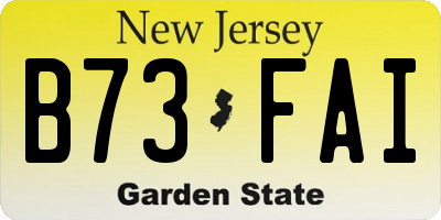 NJ license plate B73FAI