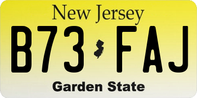 NJ license plate B73FAJ