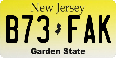 NJ license plate B73FAK
