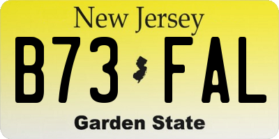 NJ license plate B73FAL