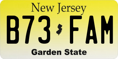 NJ license plate B73FAM