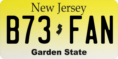 NJ license plate B73FAN