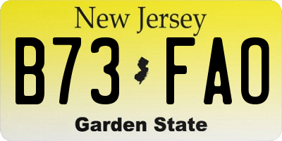 NJ license plate B73FAO