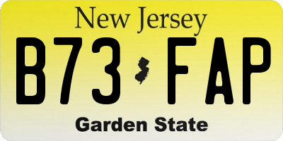 NJ license plate B73FAP
