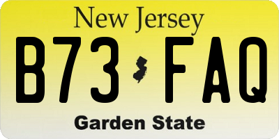 NJ license plate B73FAQ
